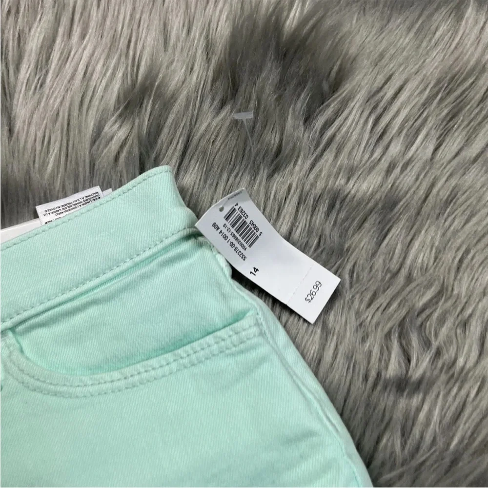 Old Navy Girls Teal Dip Dye Cuffed Shorts Size 14 Mid Length